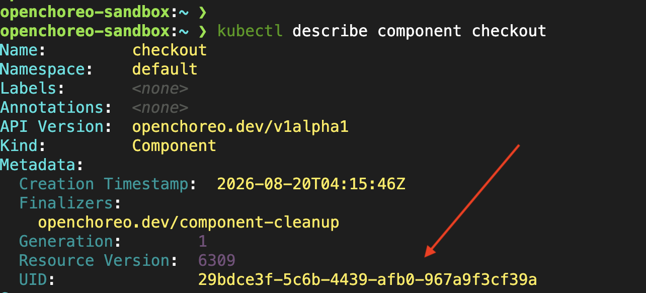 OpenChoreo component UID